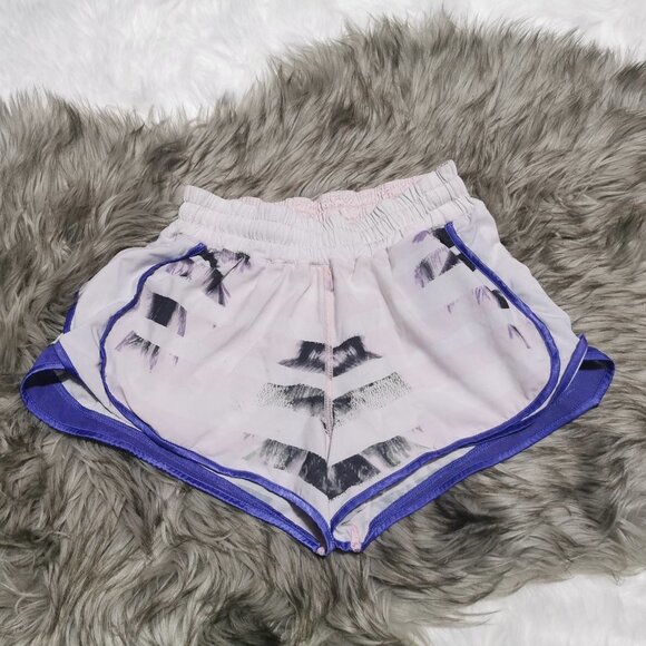 Lululemon Athletica White and Blue Athletic Shorts Retro Design - Picture 1 of 11